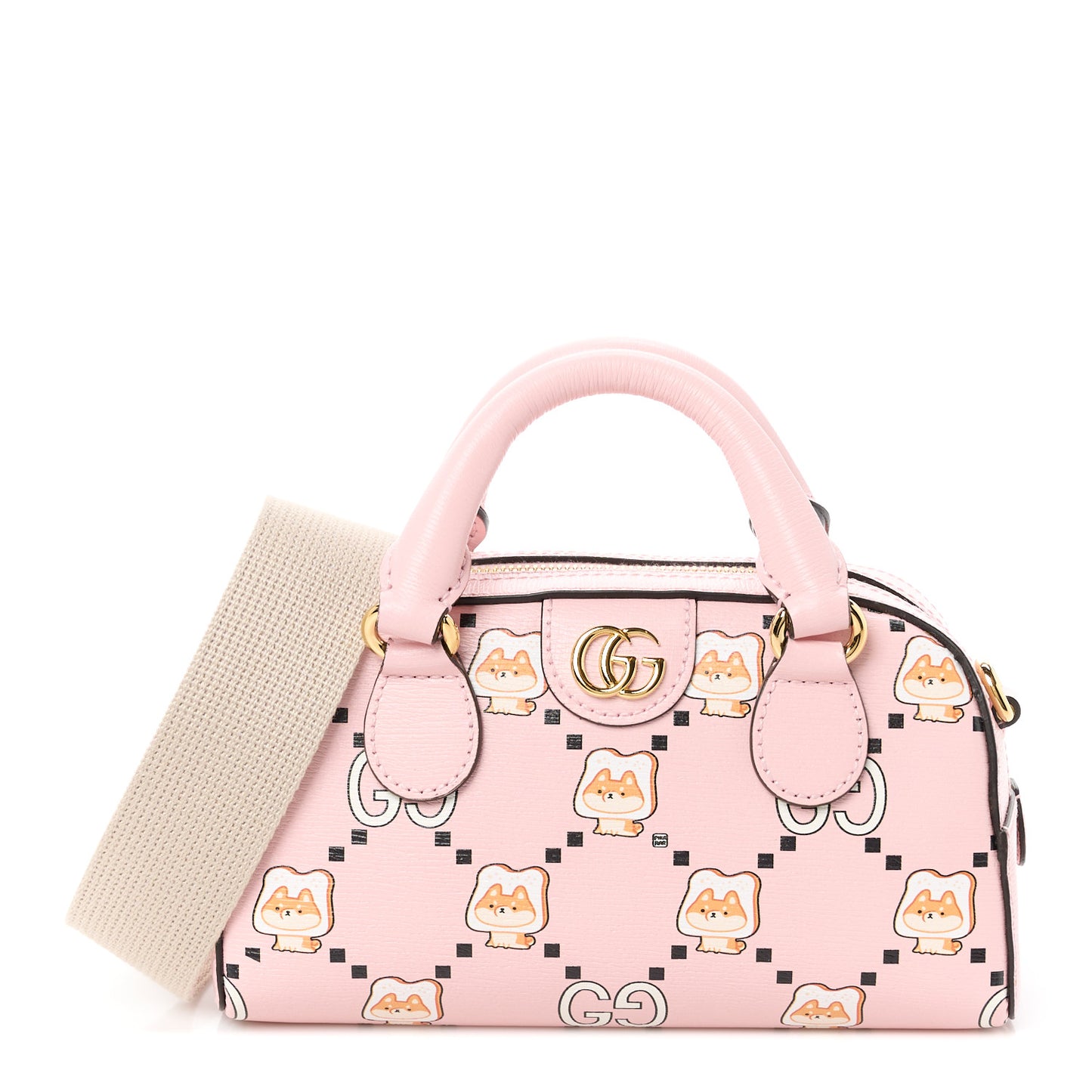 X PIKARAR Textured Dollar Calfskin Animal Print Mini Ophidia Top Handle Bowler Bag Pink Multicolor