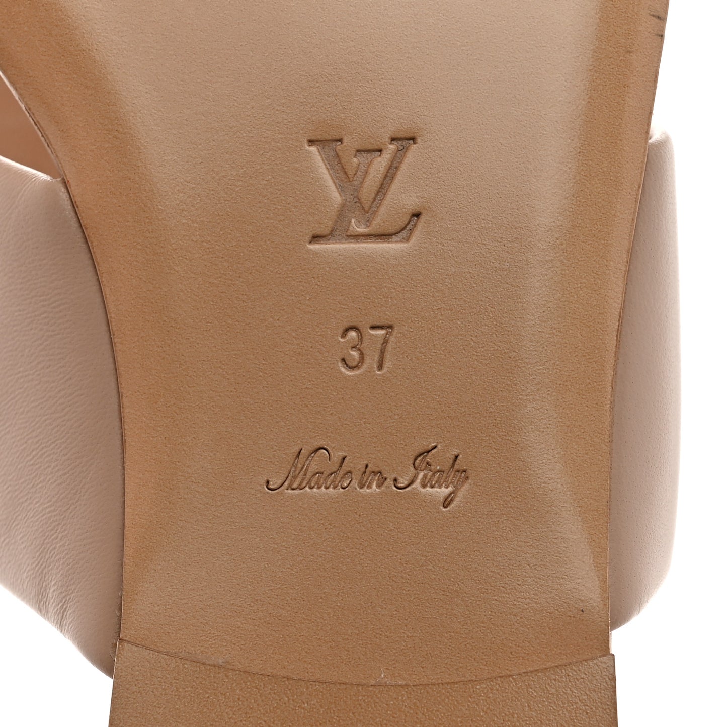 Lambskin Embossed Monogram Drapy Flat Thong Sandal 37 Beige