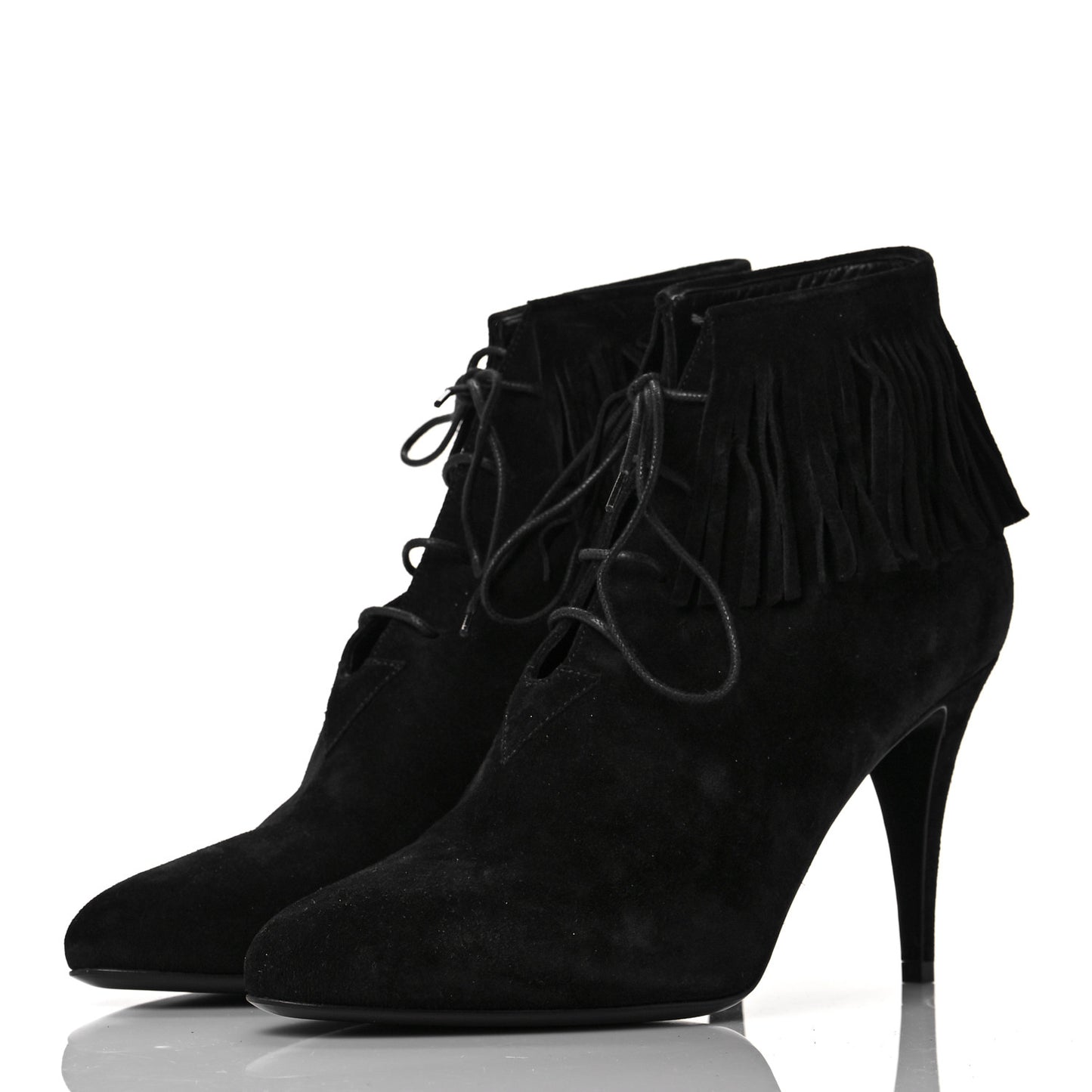 Suede Fringe Babies Ankle Boots 41 Black