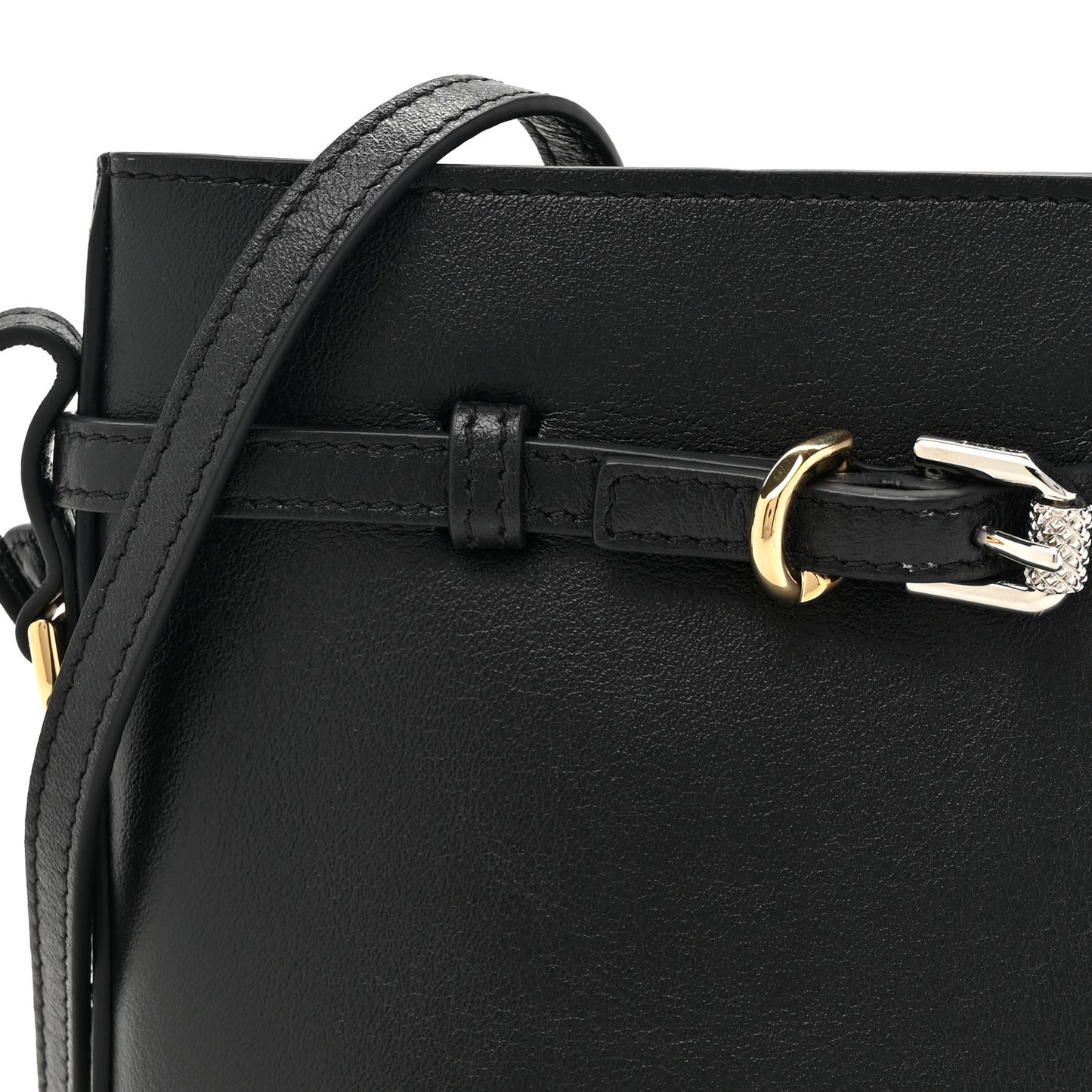 Calfskin Voyou Phone Crossbody Pouch Black