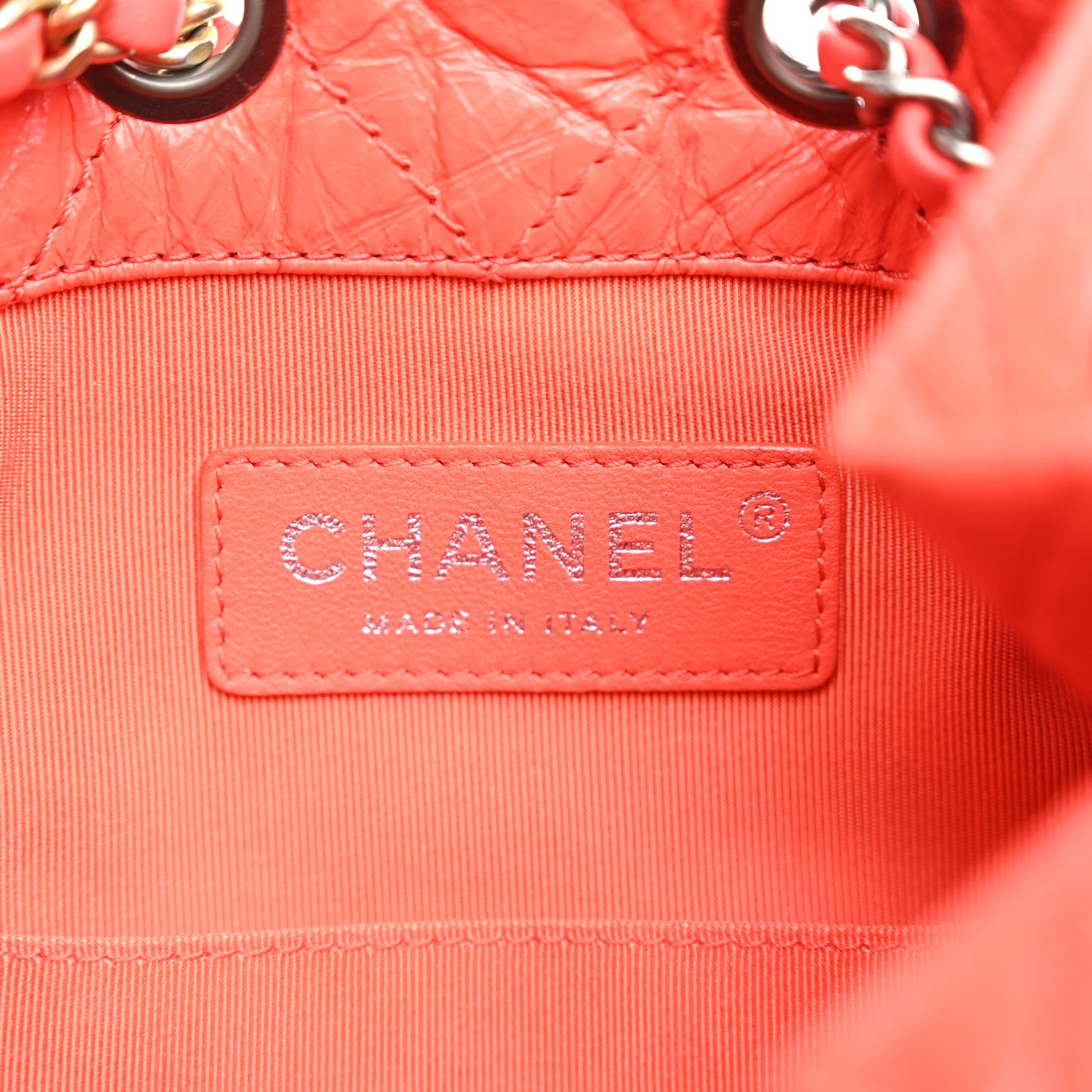 Aged Calfskin Quilted Small Gabrielle Backpack Orange