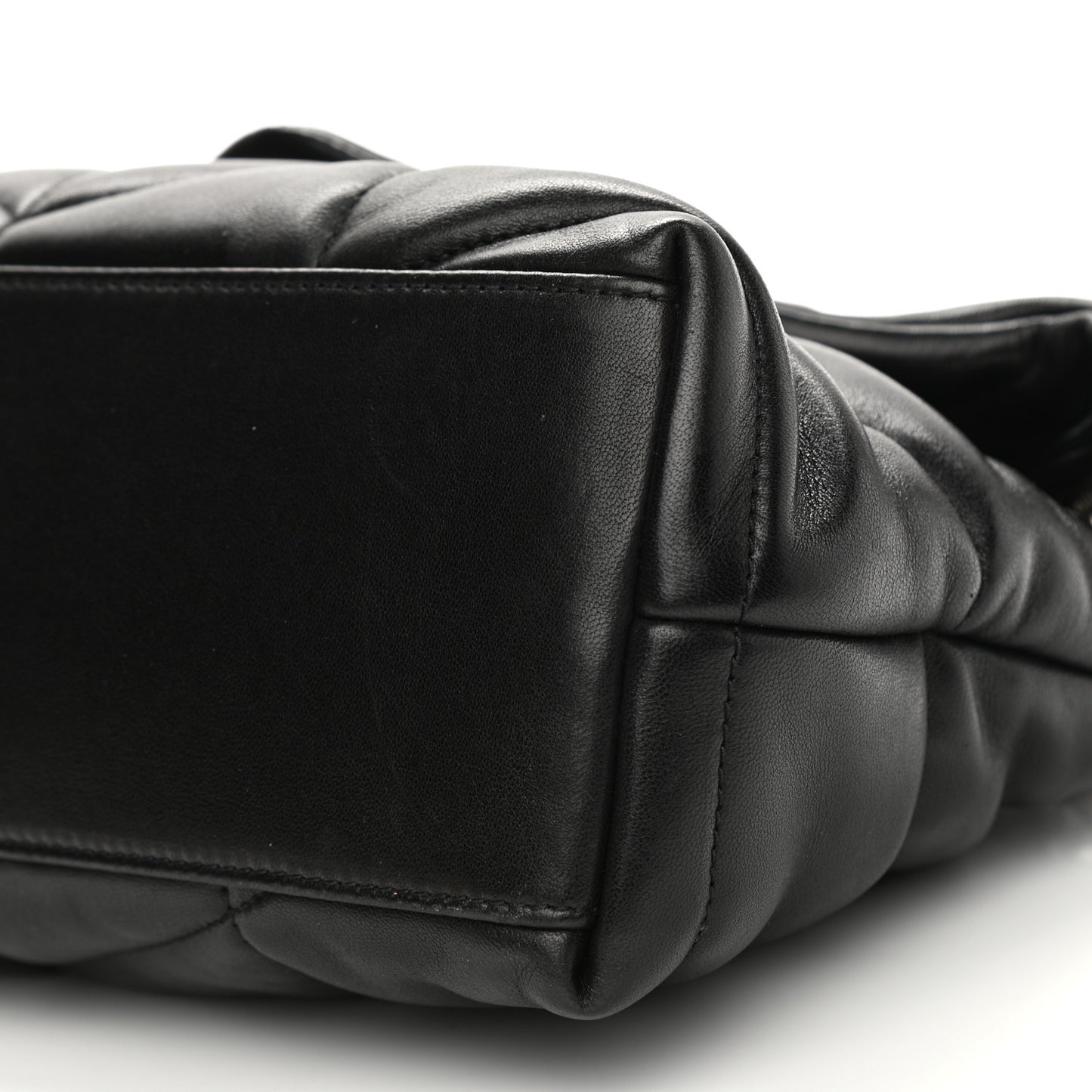 Lambskin Quilted Small Loulou Puffer Monogram Chain Satchel Black