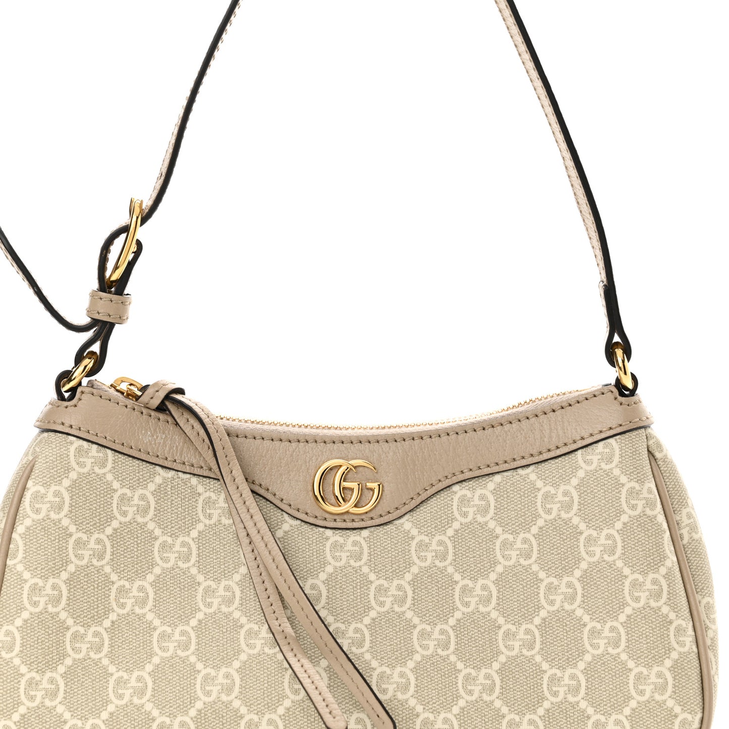 GG Supreme Monogram Textured Dollar Calfskin Small Ophidia Hobo Beige Mystic White Oatmeal