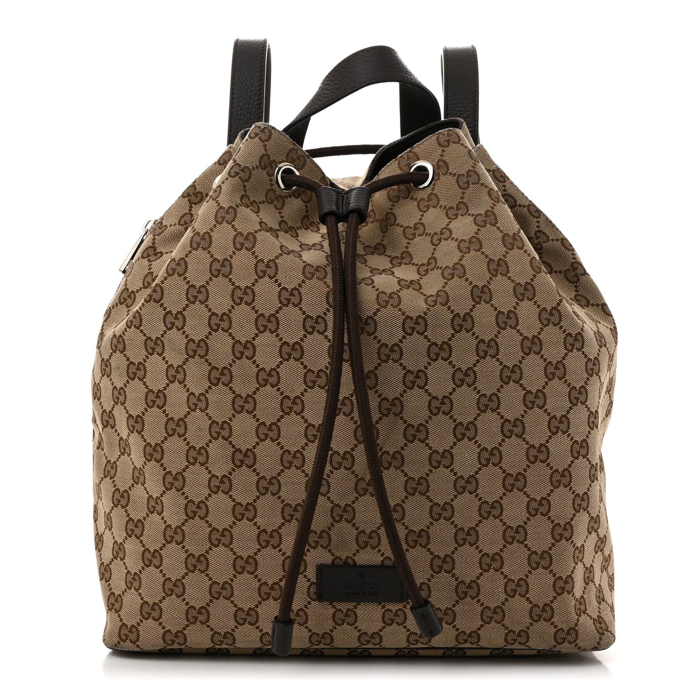 Monogram Dollar Calfskin O Drawstring Backpack Beige Ebony Testa di Moro Dark Chocolate