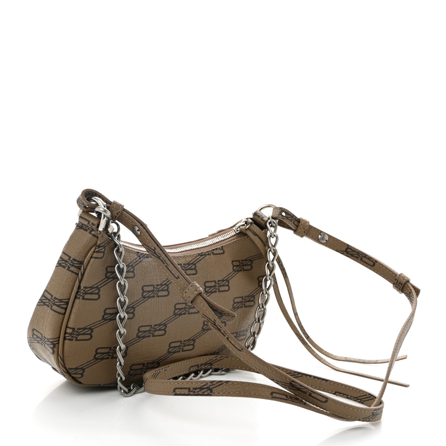 Coated Canvas BB Monogram Le Cagole Mini Purse With Chain Beige Brown