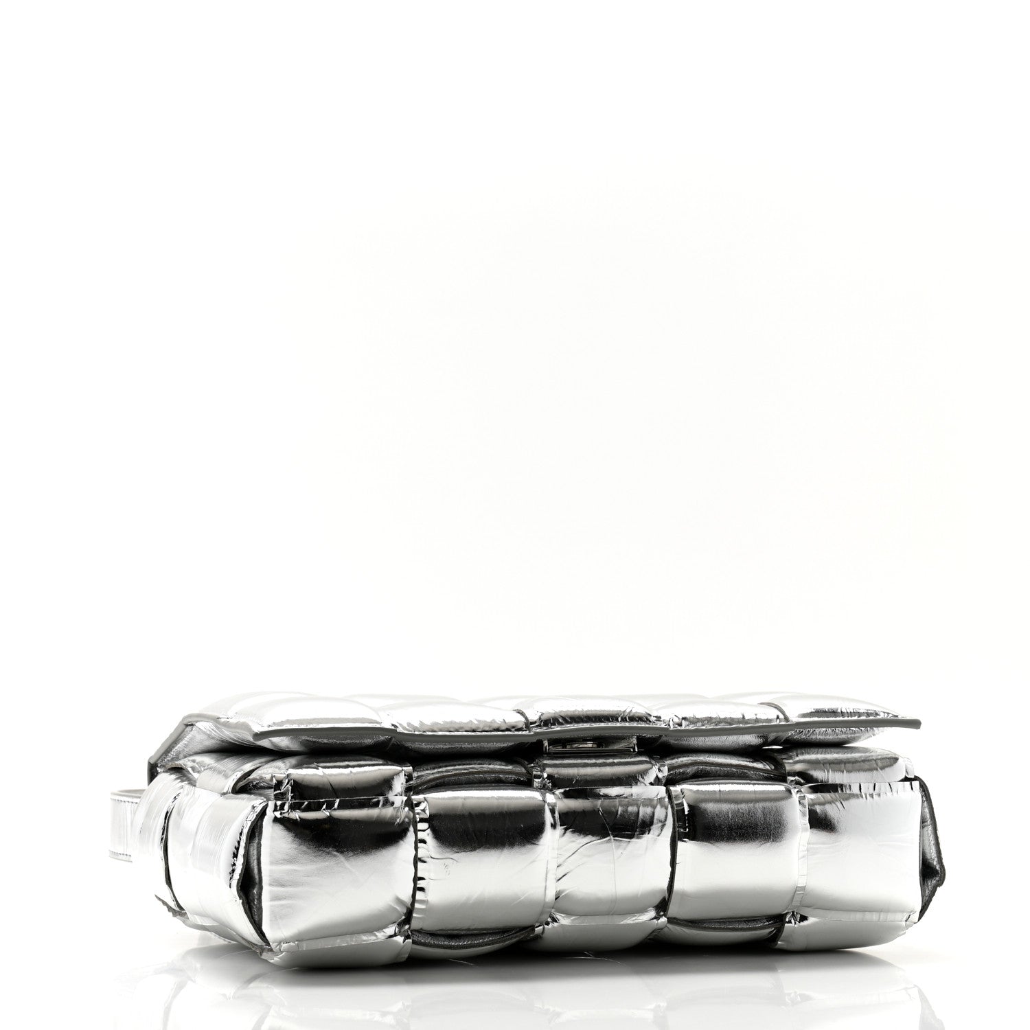 Bottega Veneta Metallic Lambskin Padded Cassette Crossbody Bag Silver 4 of 13