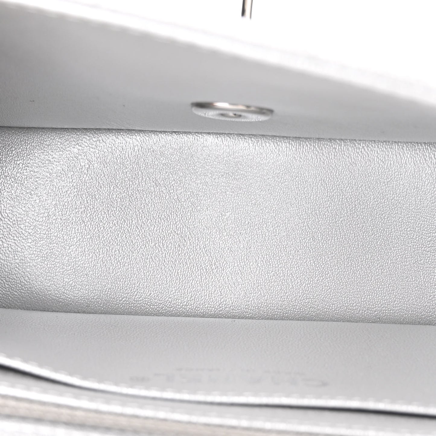 Metallic Calfskin Quilted Mini Rectangular Flap Silver