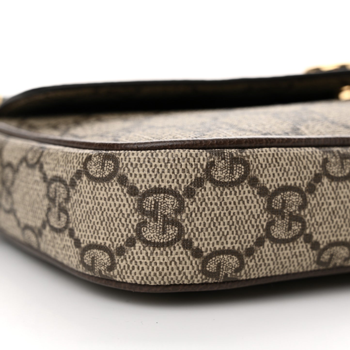 GG Supreme Monogram Textured Dollar Calfskin Web Mini Ophidia Envelope Shoulder Bag Beige Ebony
