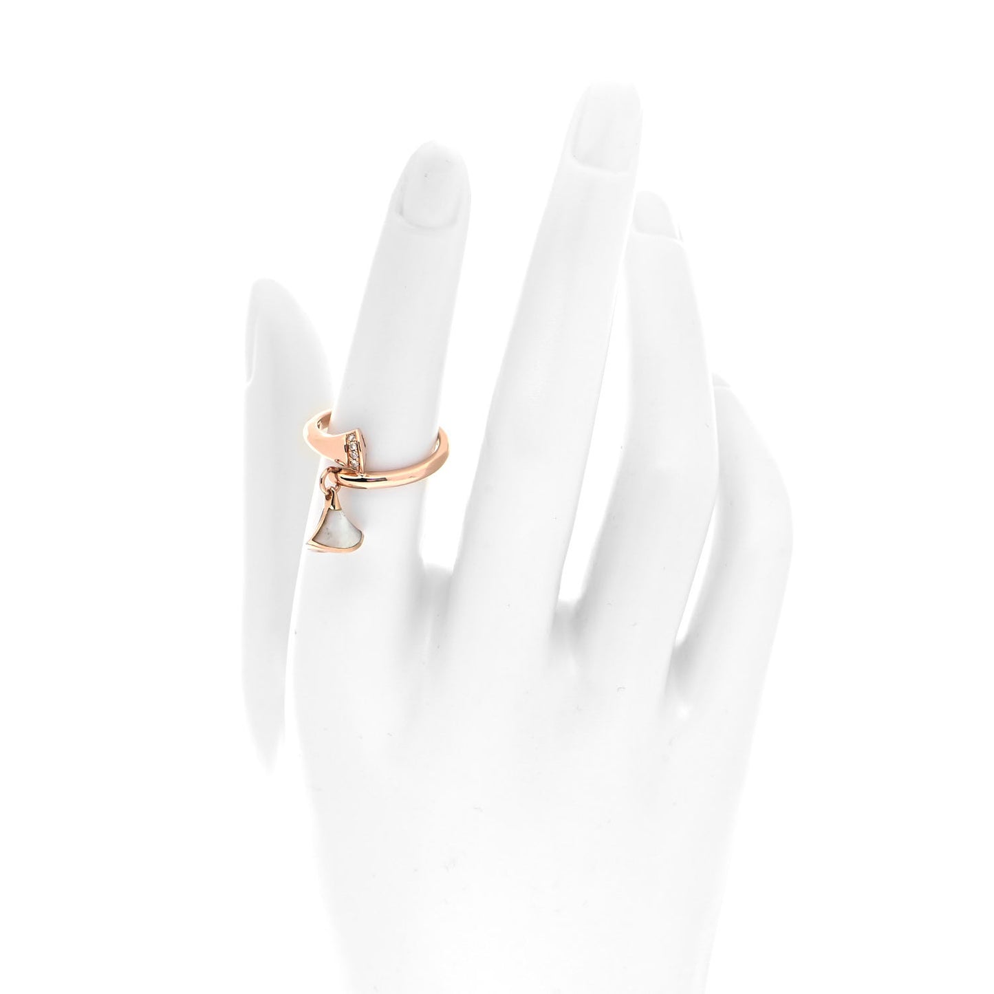 18K Rose Gold Diamond Mother of Pearl Divas' Dream Charm Ring 53 6.25