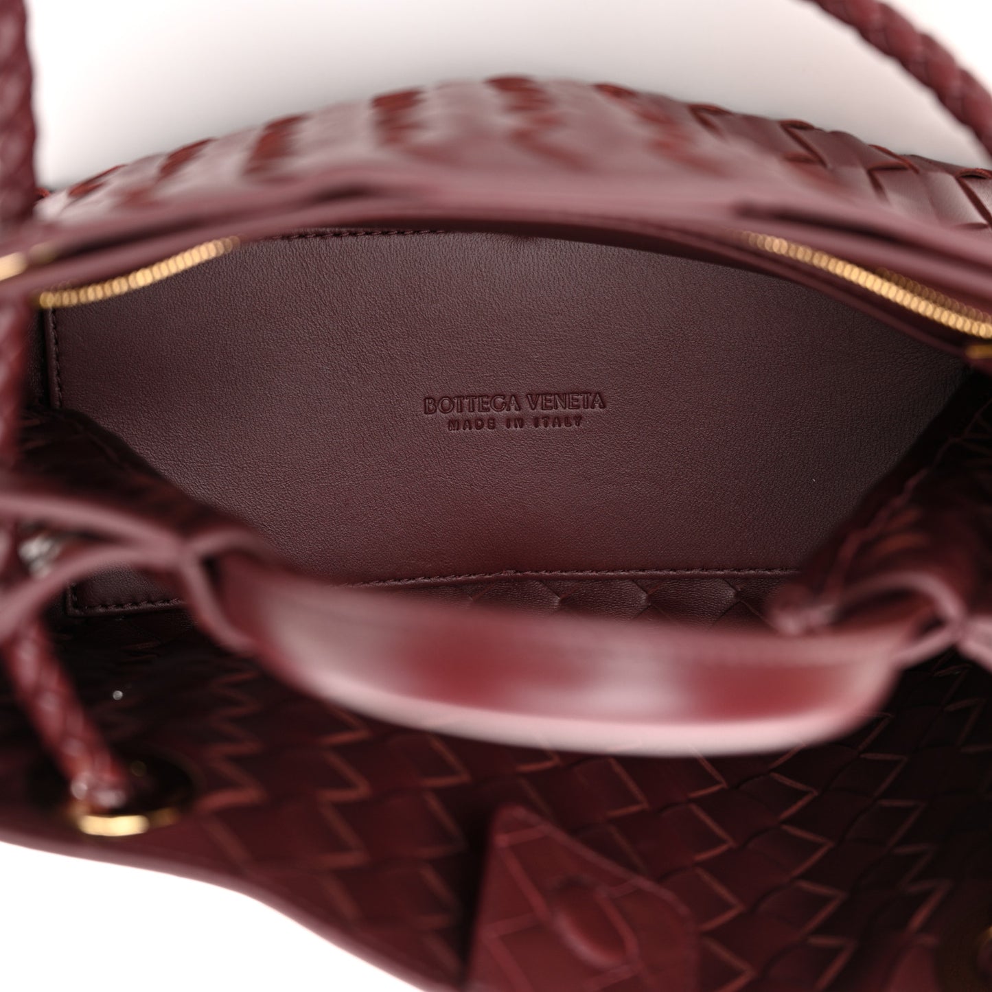 Nappa Intrecciato Small Andiamo Shoulder Bag Barolo
