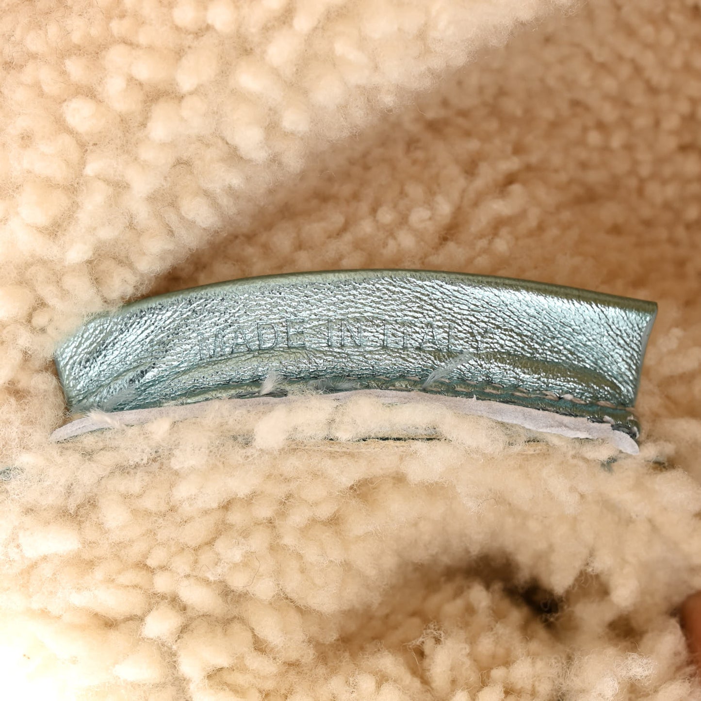 Metallic Lambskin Sheepskin Fur Re-Edition 2005-2006 Baguette Light Blue