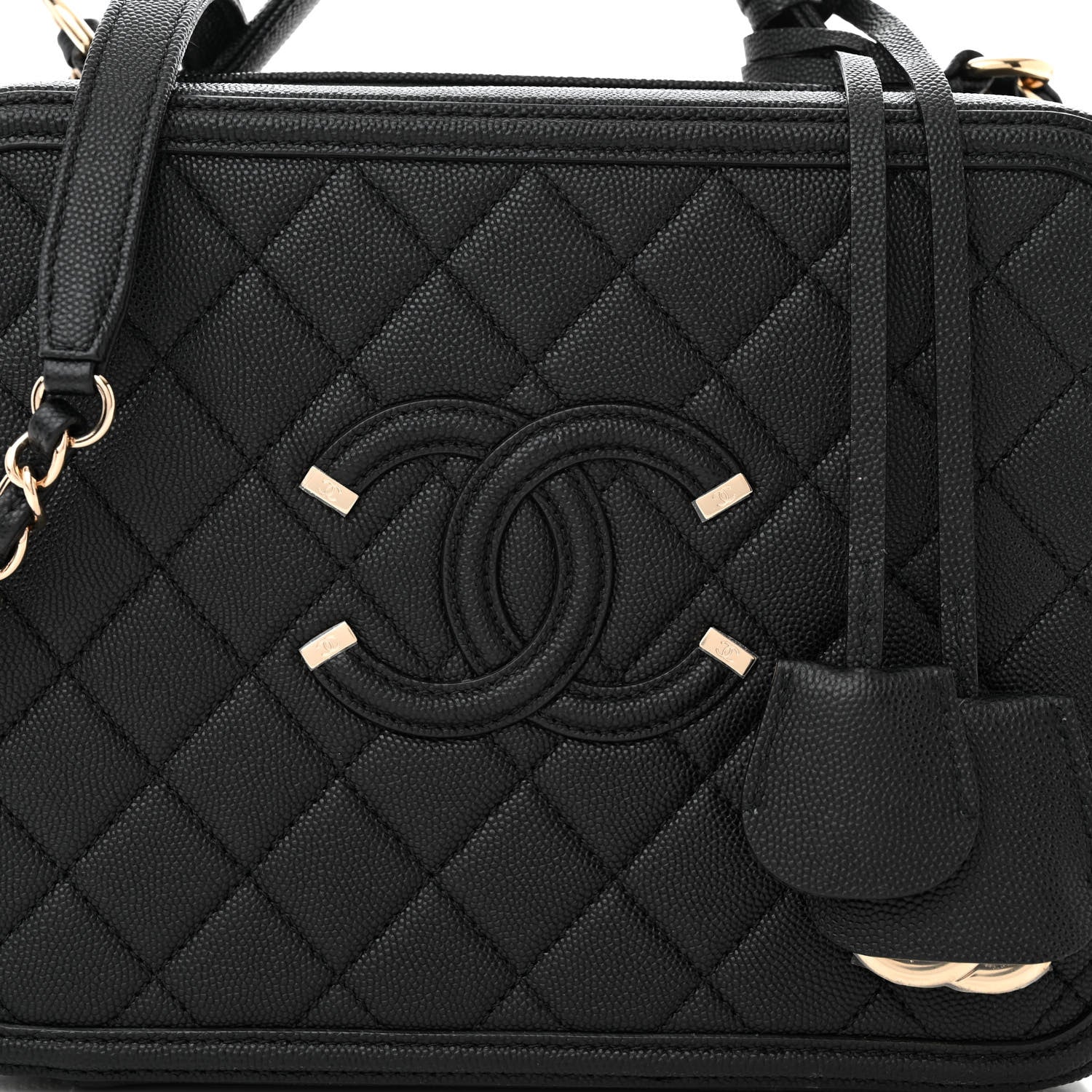 Chanel Caviar Quilted Large CC Filigree Vanity Case Black 8 of 10