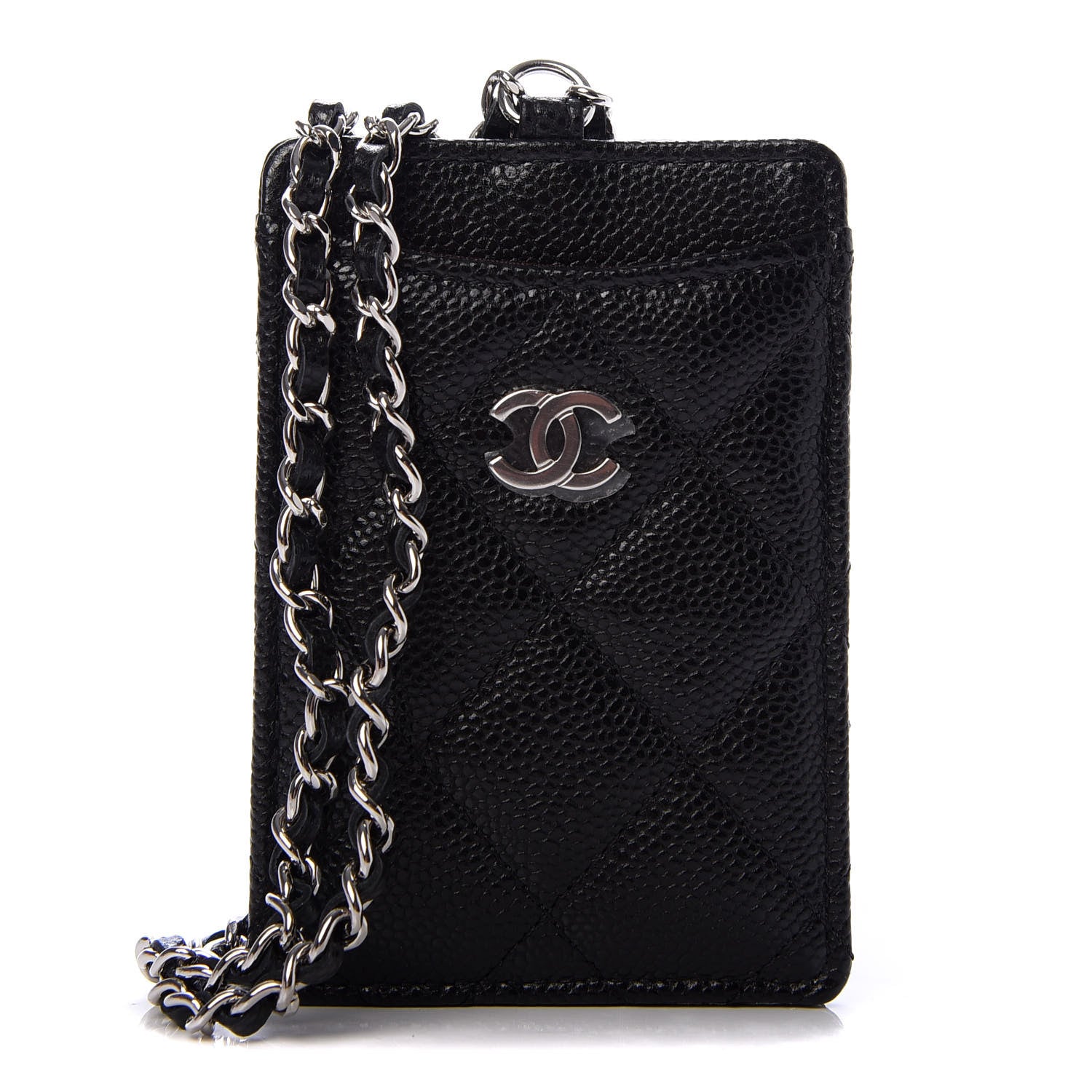 Chanel Caviar Quilted Card Holder On Chain Black 1 of 8