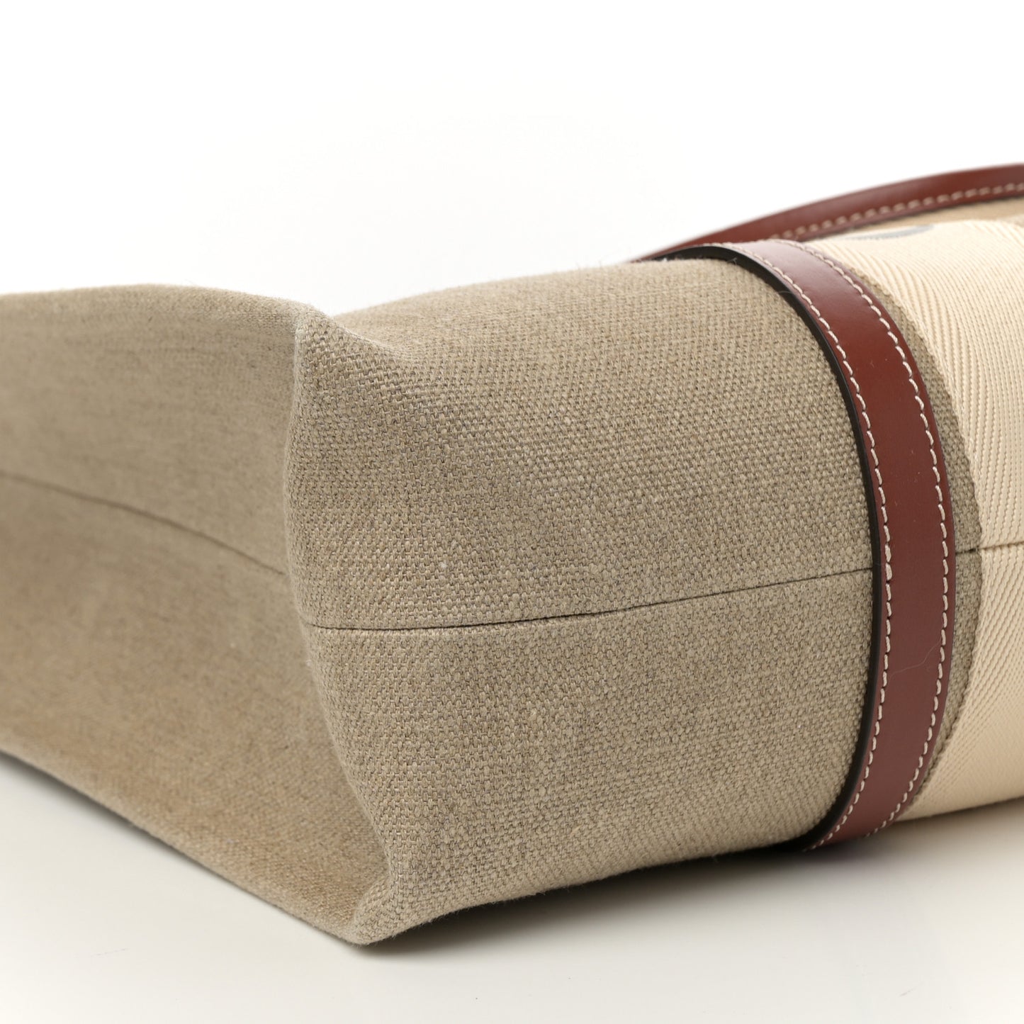 Cotton Calfskin Large Woody Ribbon Tote White Brown