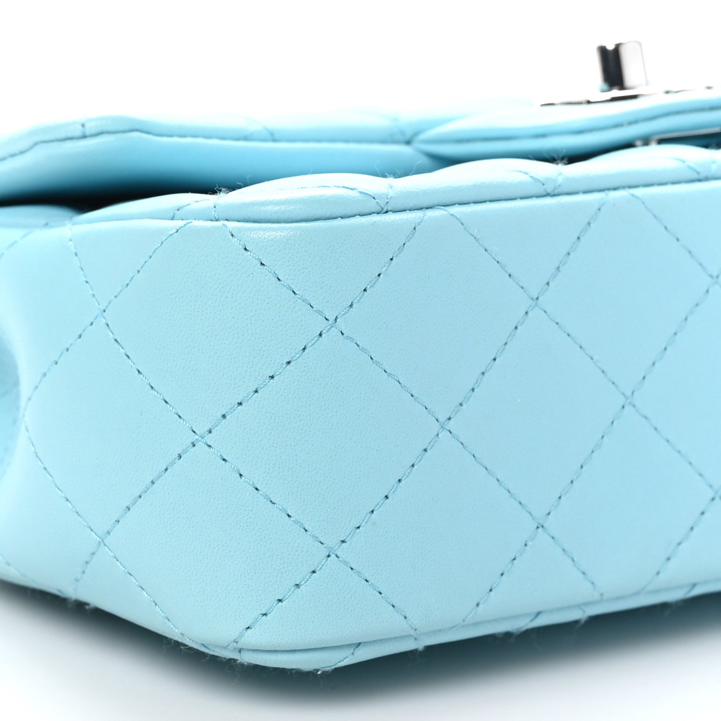 Lambskin Quilted Mini Rectangular Flap Neon Blue