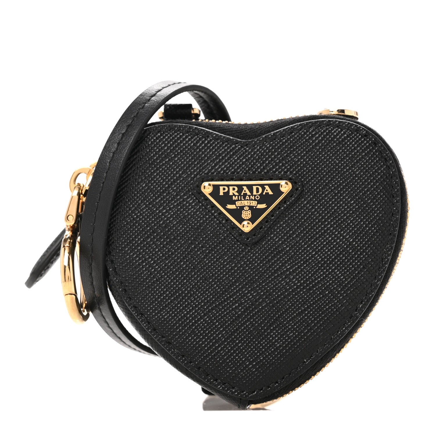 Prada Saffiano Mini Heart Pouch Black 1641821 – FASHIONPHILE