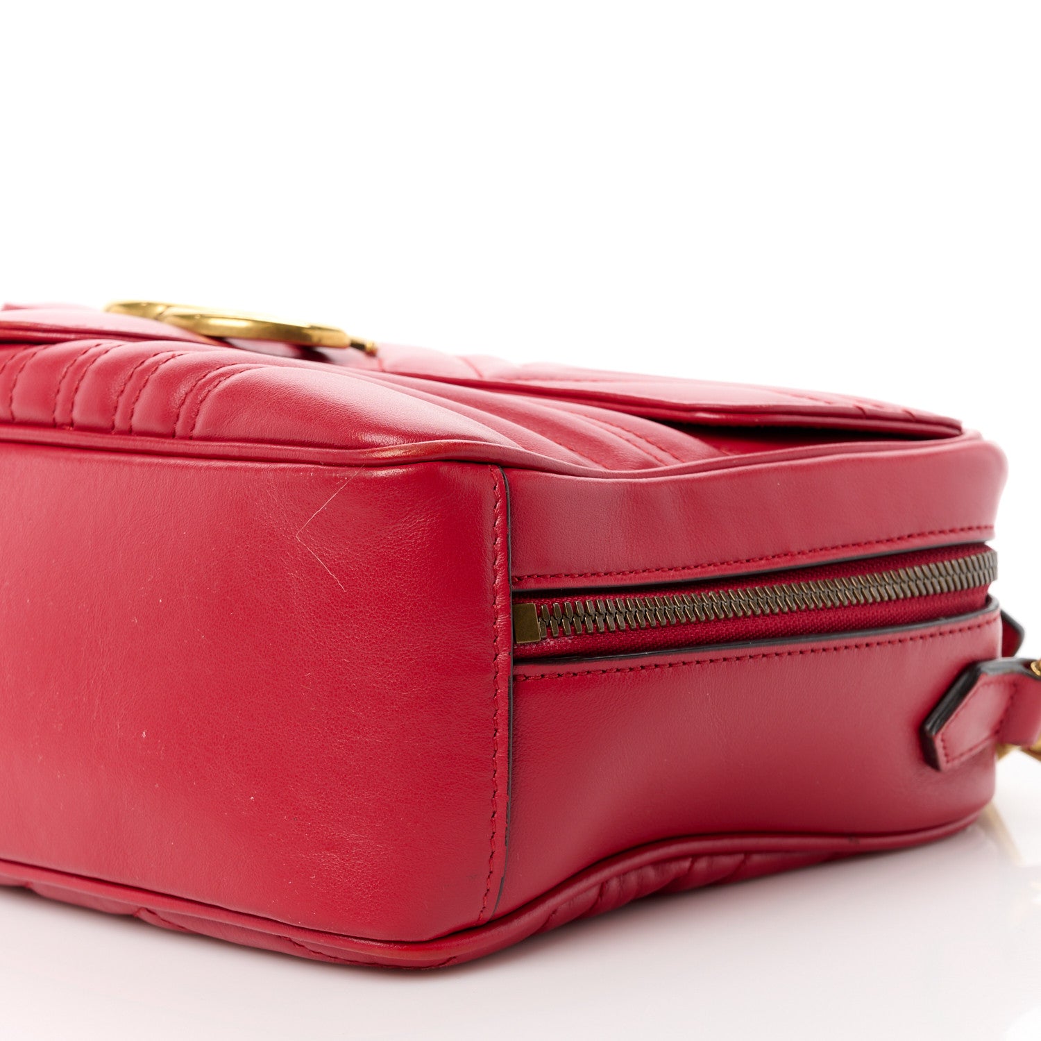 Gucci Calfskin Matelasse Sylvie Web Small GG Marmont Top Handle Shoulder Bag Hibiscus Red 12 of 12