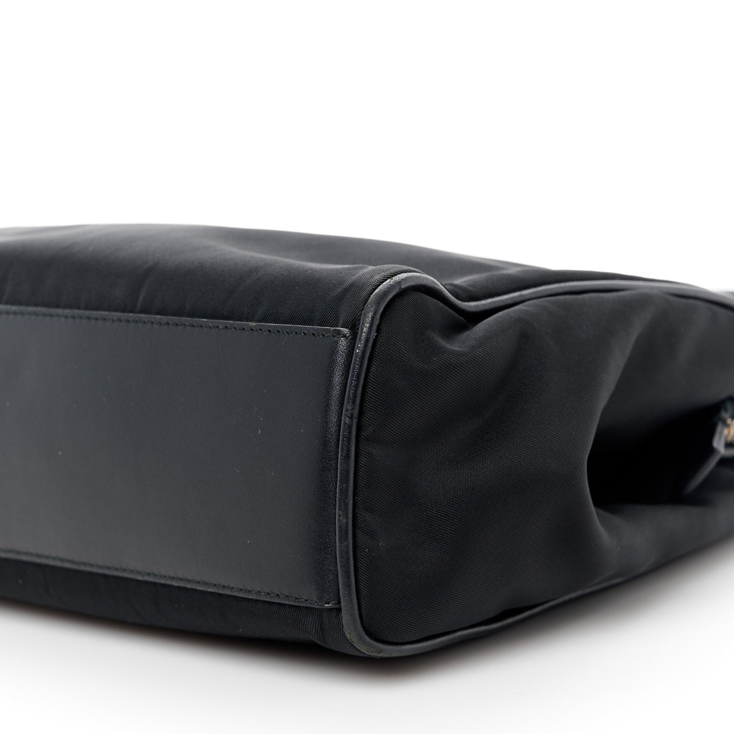 Tessuto Nylon Soft Calfskin Shoulder Bag Black