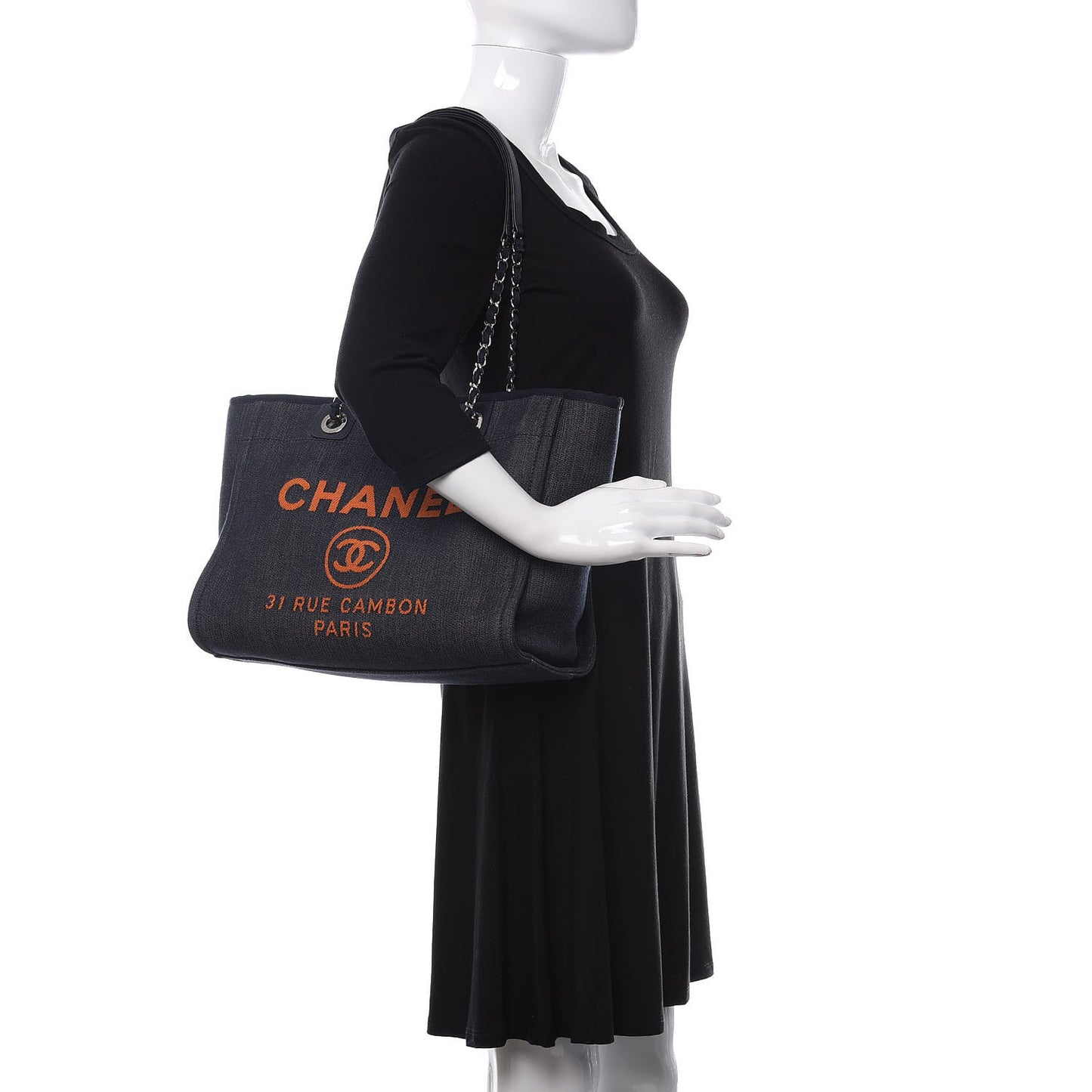Denim Small Deauville Tote Blue Orange