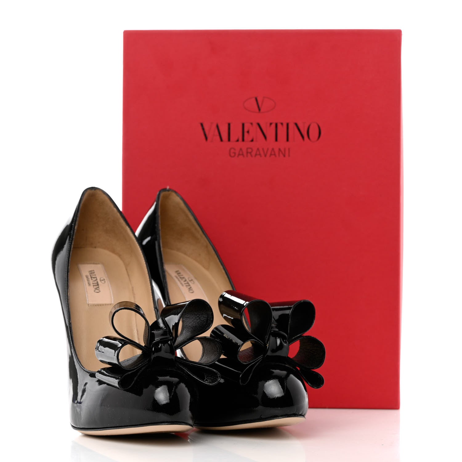 Valentino Garavani Patent Bow Hidden Platform High Heel Pumps 38.5 Black 11 of 11