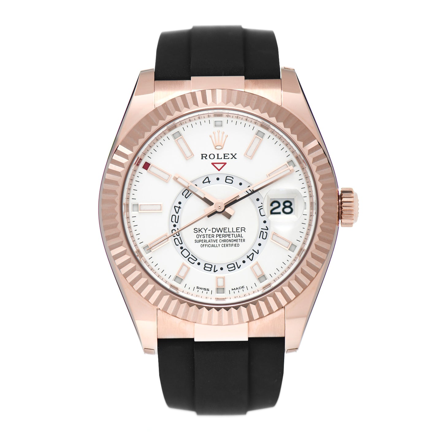 18K Everose Gold Oysterflex 42mm Oyster Perpetual Sky-Dweller Watch White 326235