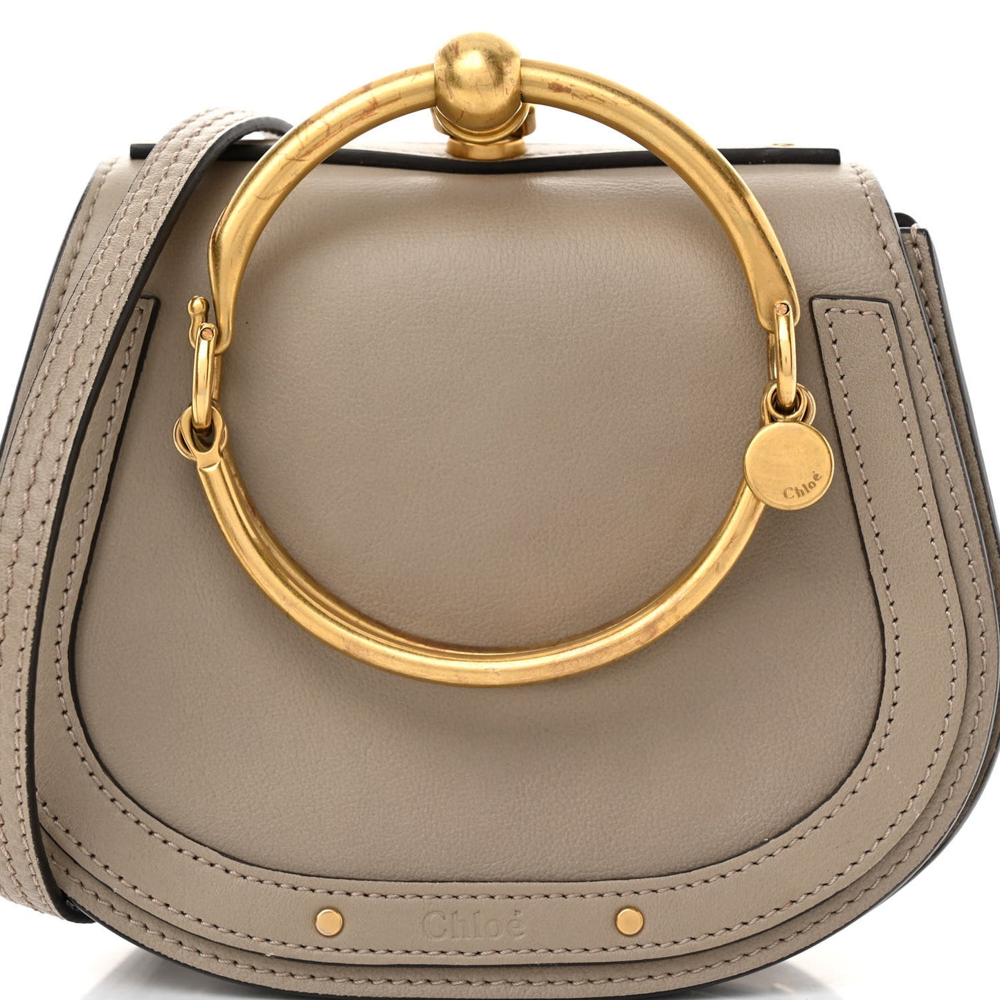 Calfskin Suede Small Nile Bracelet Bag Motty Grey