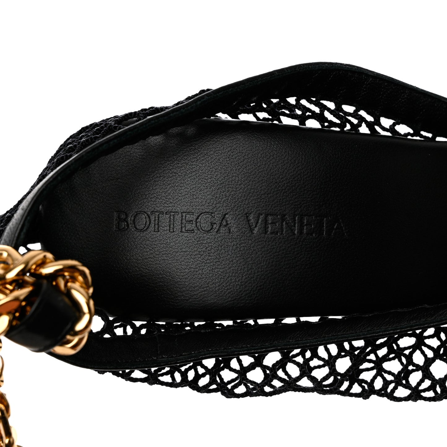 Mesh Nappa Chunky Chain Sandals 37 Black