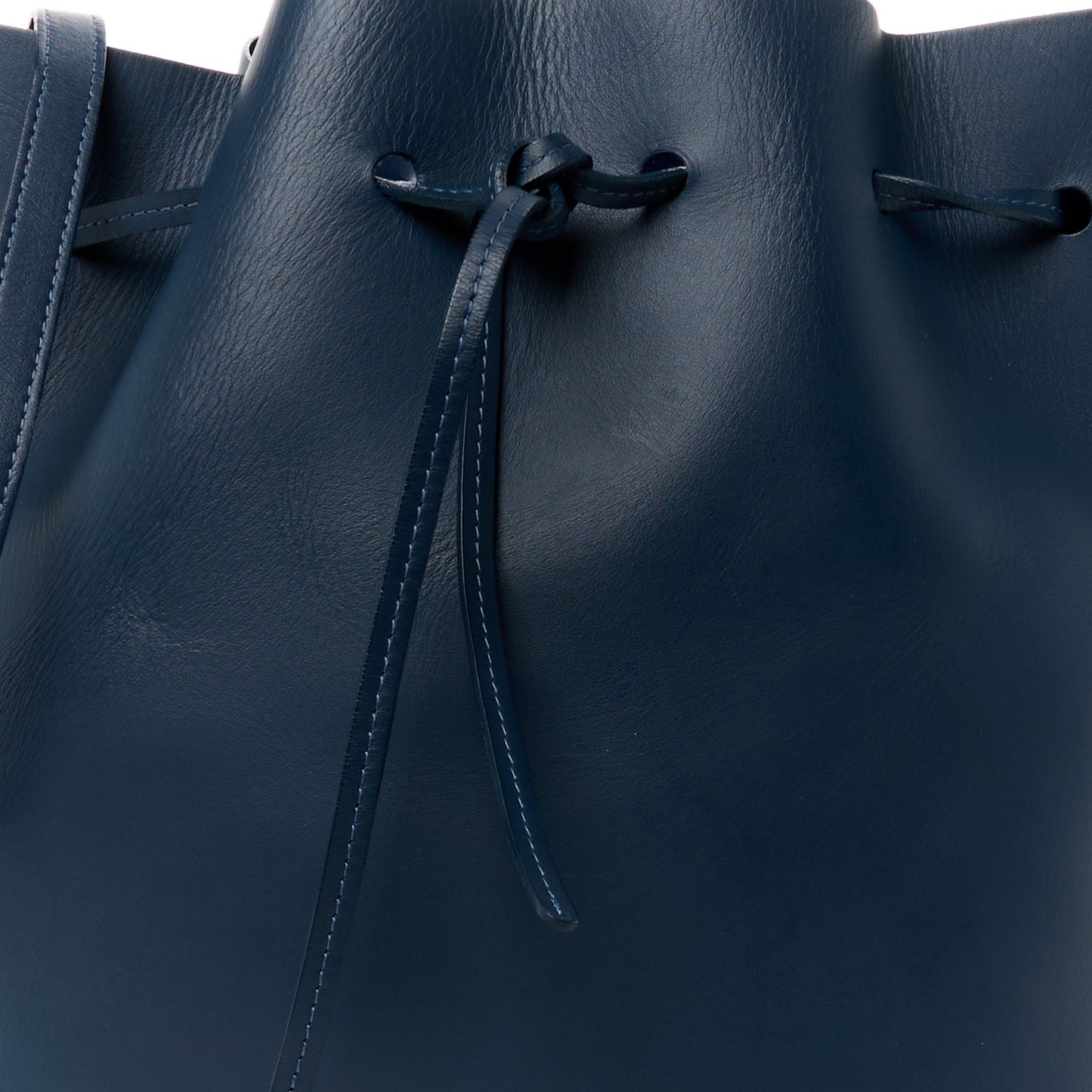 Vegetable Tanned Calfskin Bucket Bag Navy