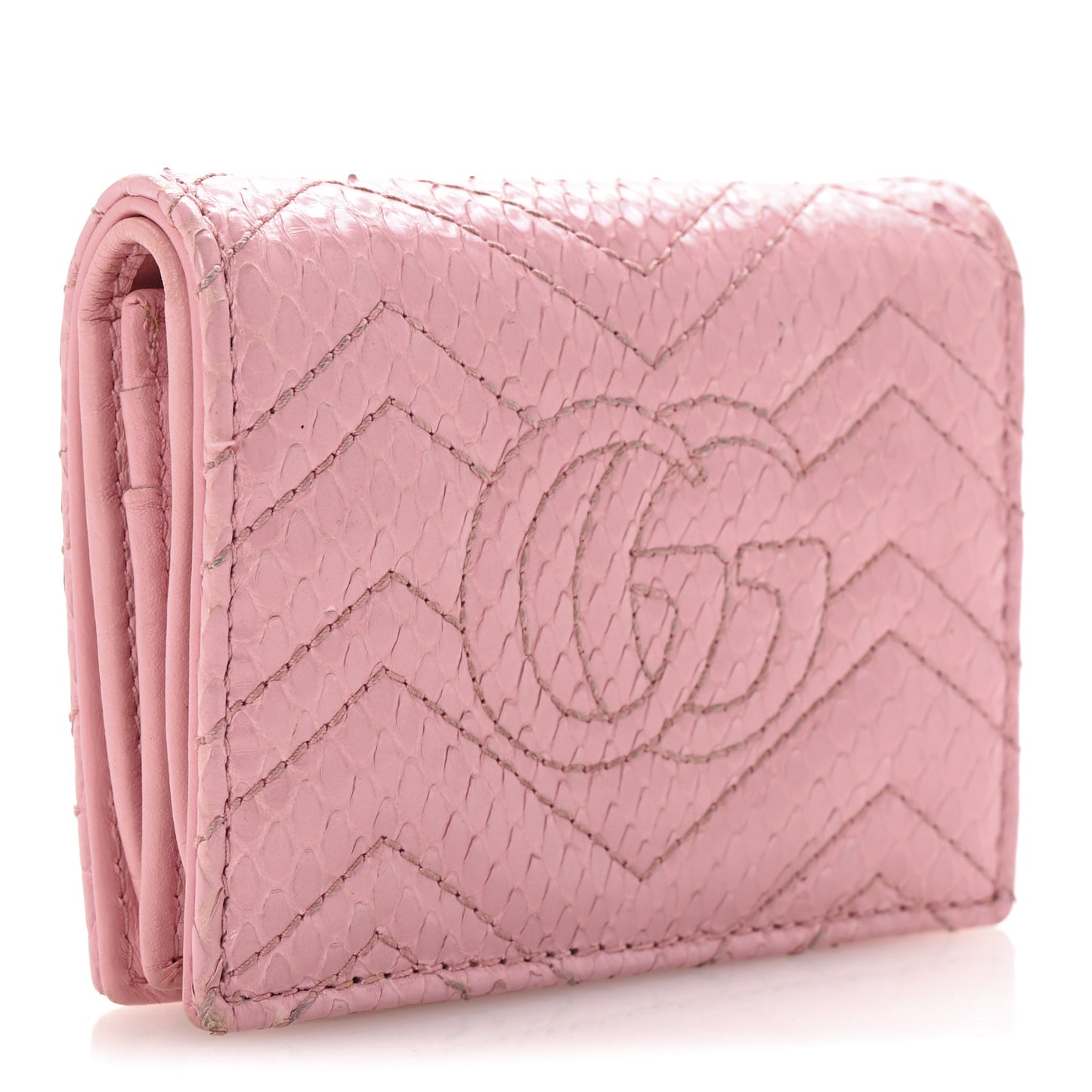 Snakeskin GG Marmont Card Case Wallet Perfect Pink