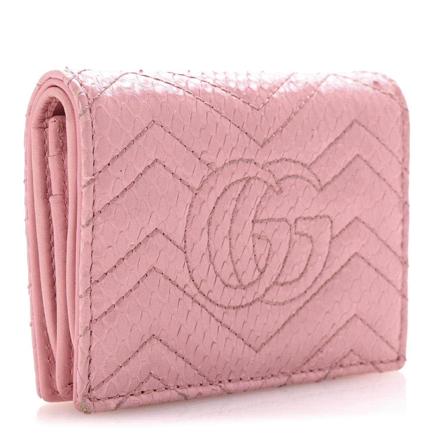 Gucci Snakeskin GG Marmont Card Case Wallet Perfect Pink 3 of 8