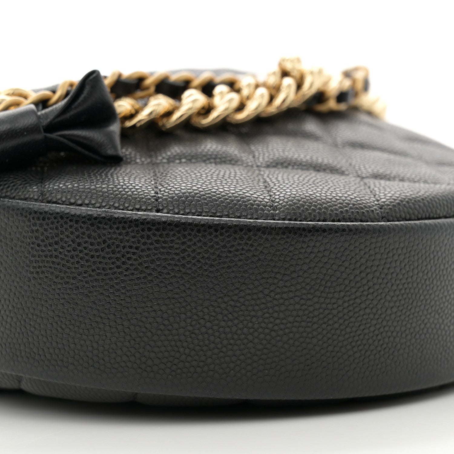 Chanel Shiny Caviar Quilted Bow Pouch Hobo Black 9 of 11