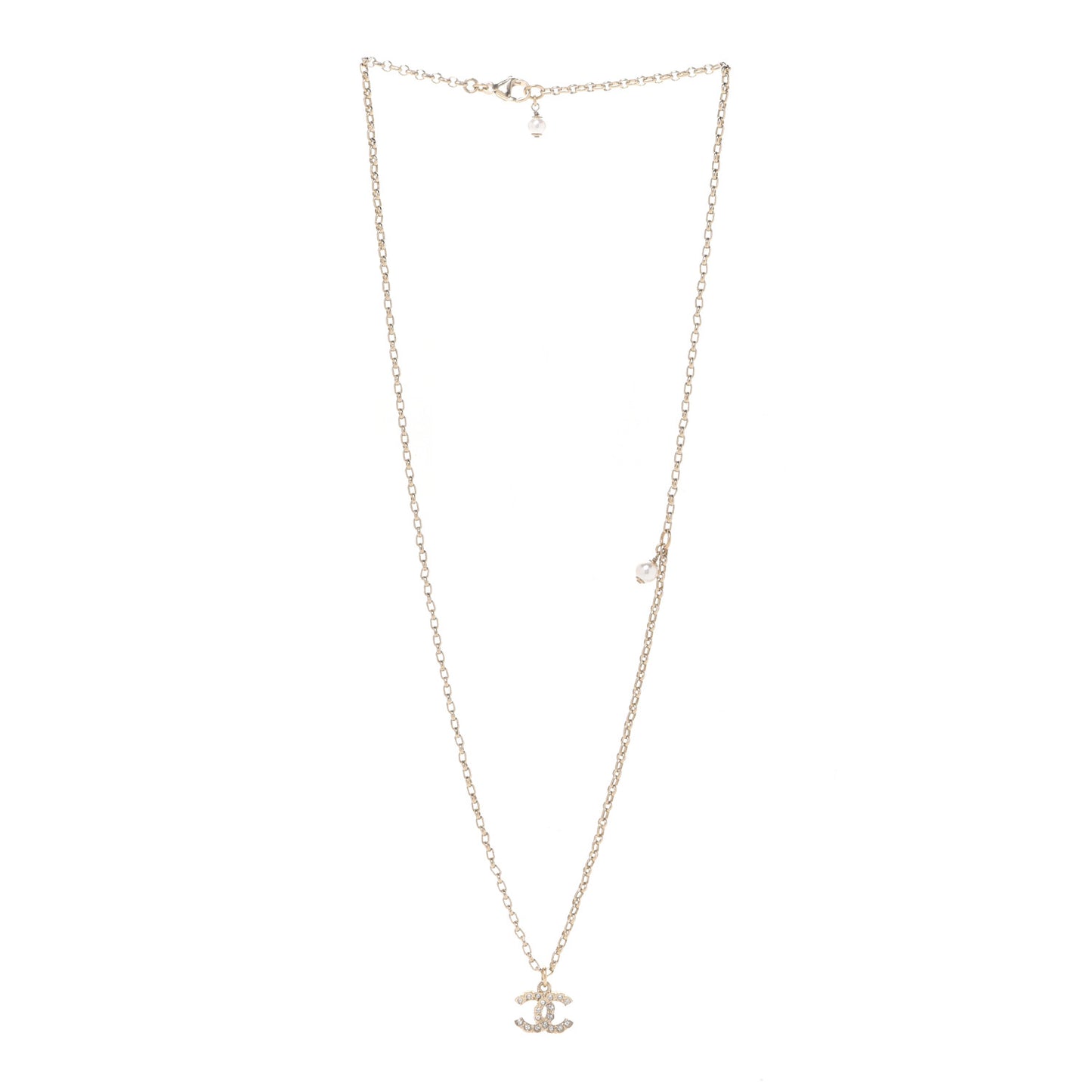 Crystal CC Beaded Pendant Necklace Gold