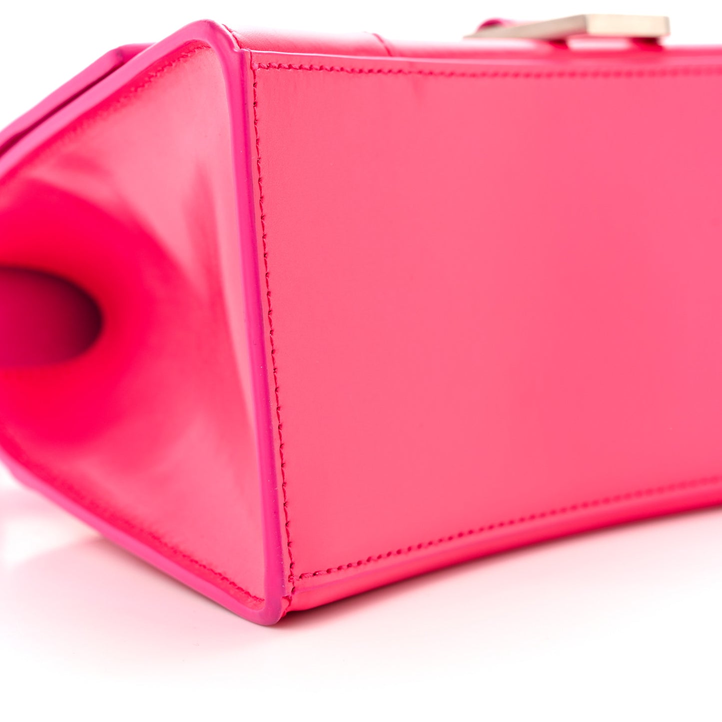 Shiny Box Calfskin Small Hourglass Top Handle Bag Acid Fuchsia