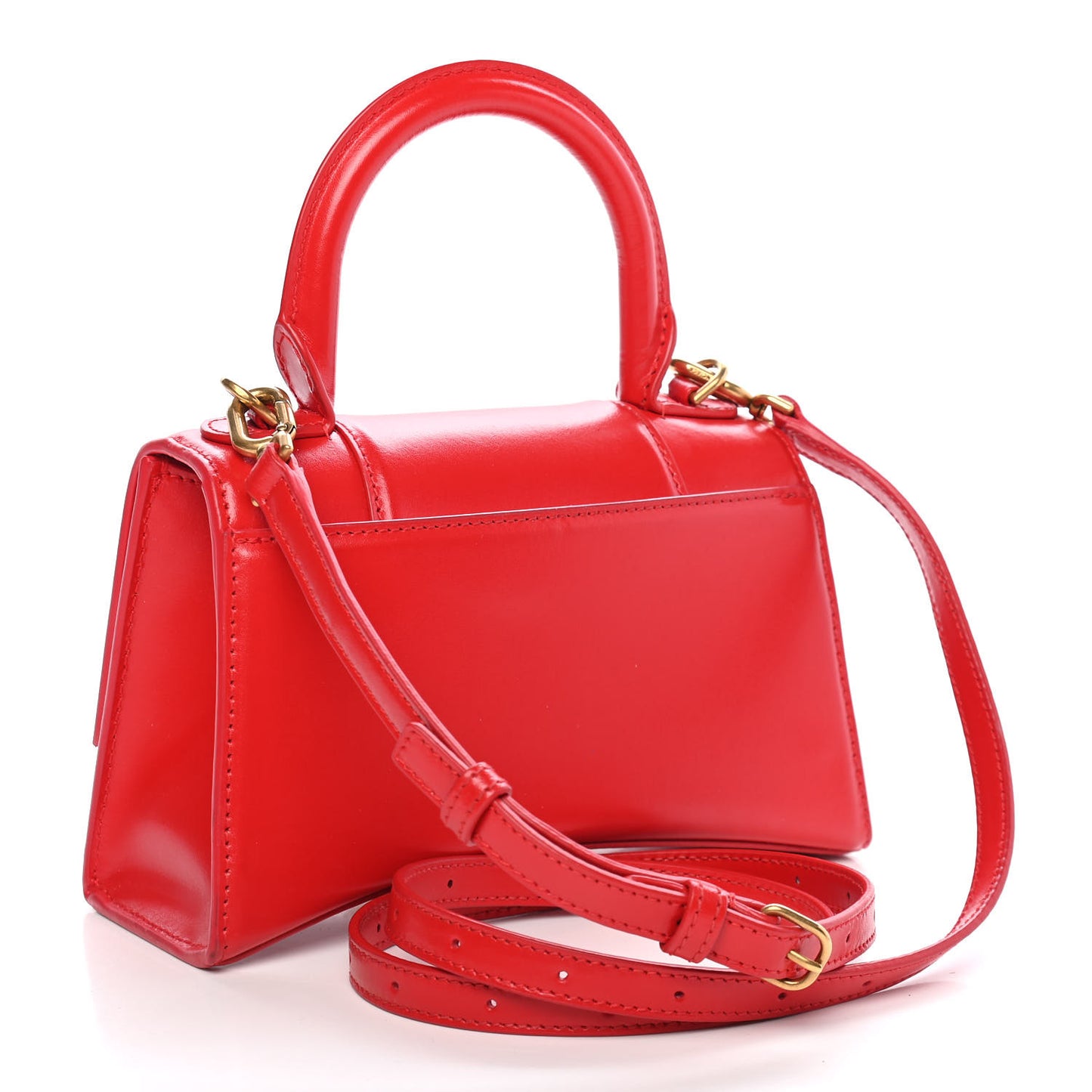 Shiny Box Calfskin Hourglass Top Handle Bag XS Bright Red