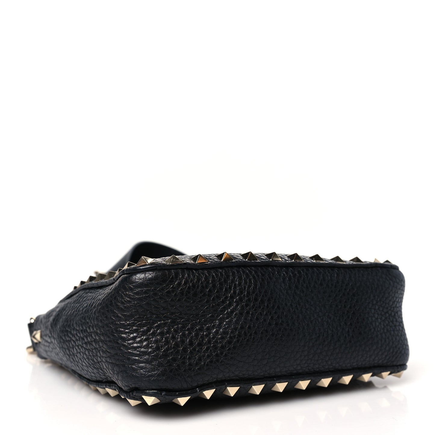 Pebbled Calfskin Mini Rockstud Flip-Lock Messenger Bag Black