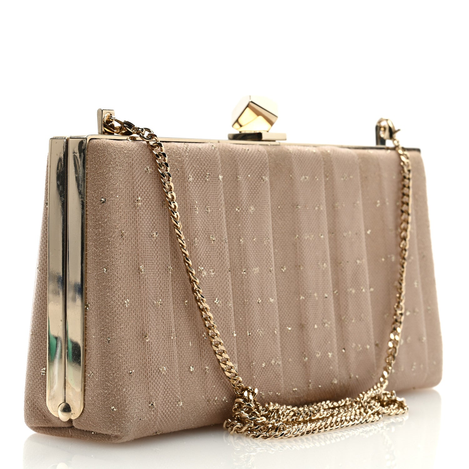 Jimmy Choo Suede Tulle Glitter Celeste Clutch Ballet Pink 3 of 8