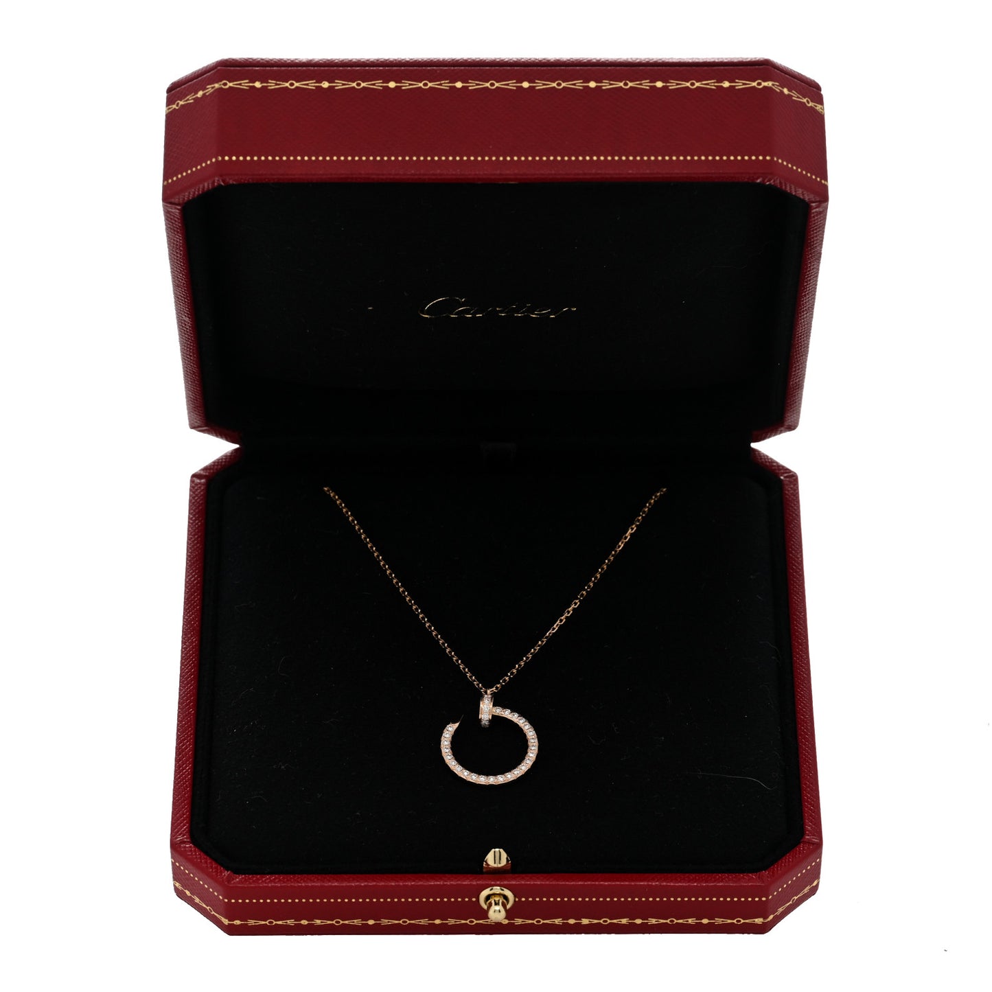 18K Pink Gold Diamond Juste Un Clou Paved Pendant Necklace