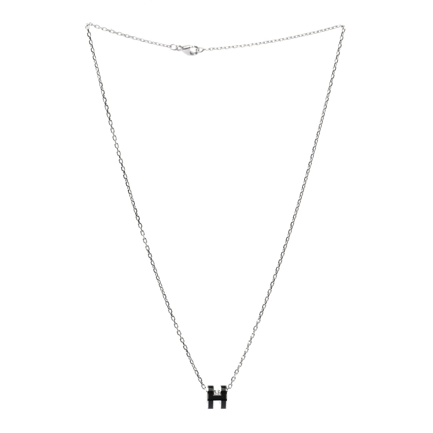 Lacquered Palladium Mini Pop H Pendant Necklace Black