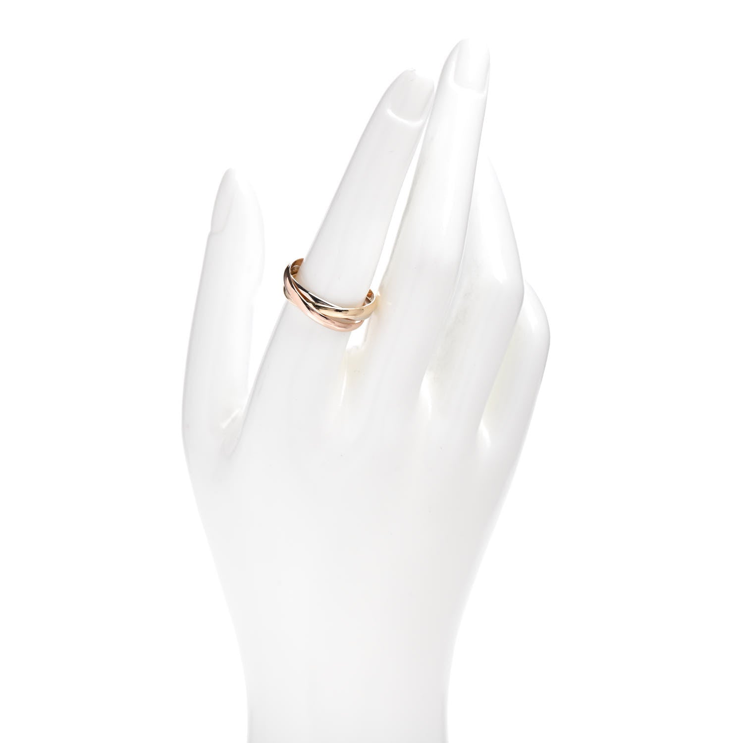 Cartier 18K Pink Yellow White Gold Small Trinity Ring 58 8.25 2 of 4