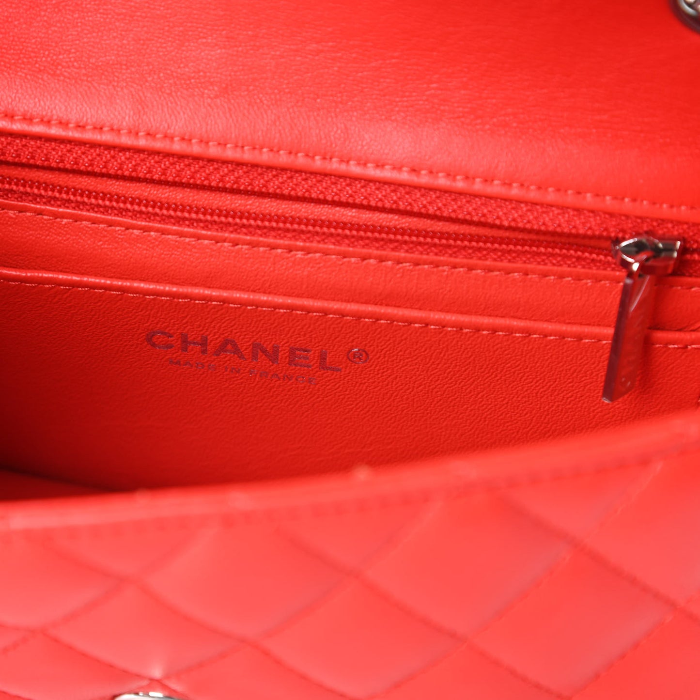 Lambskin Quilted Mini Rectangular Flap Red