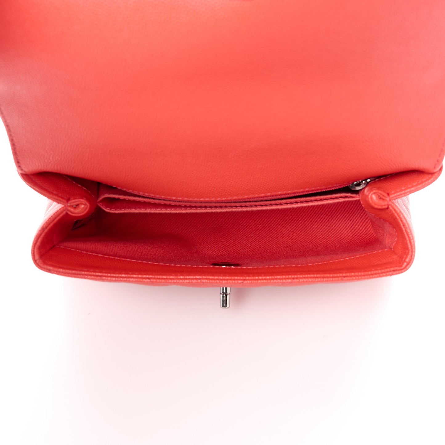 Caviar Chevron Quilted Mini Coco Handle Flap Red