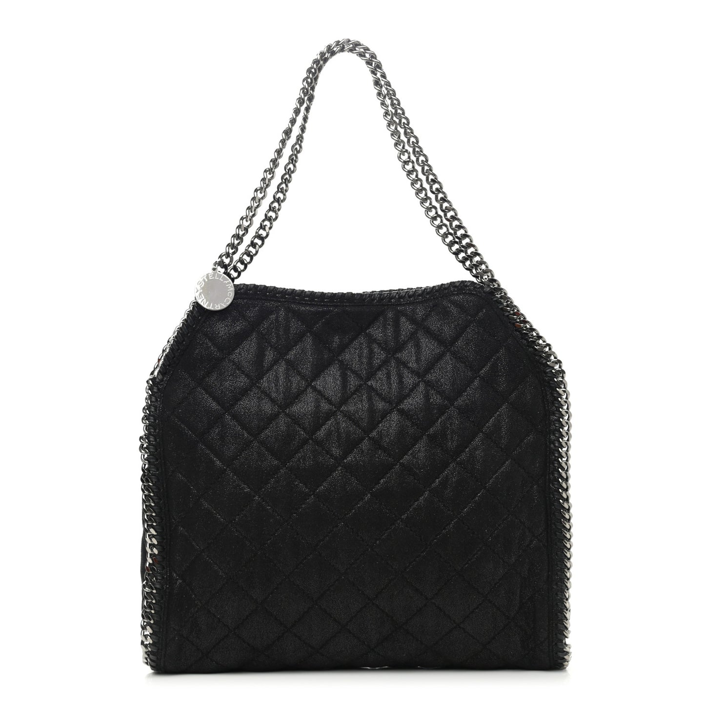 Shaggy Deer Quilted Falabella Fold Over Tote Black