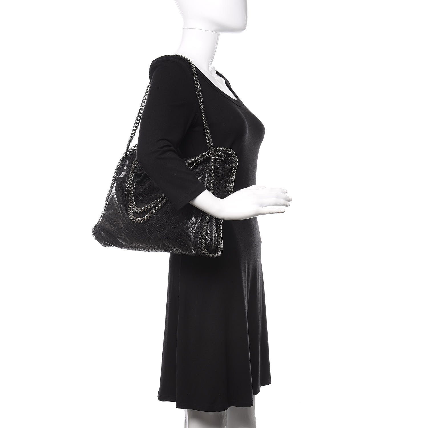 Stella McCartney Eco Python Falabella Fold Over Tote Black 2 of 9