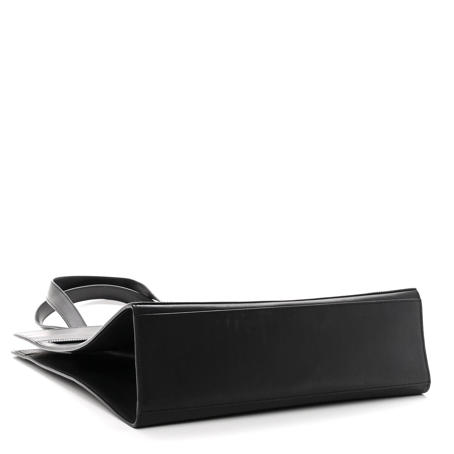 Calfskin Striped Diag Tote Black