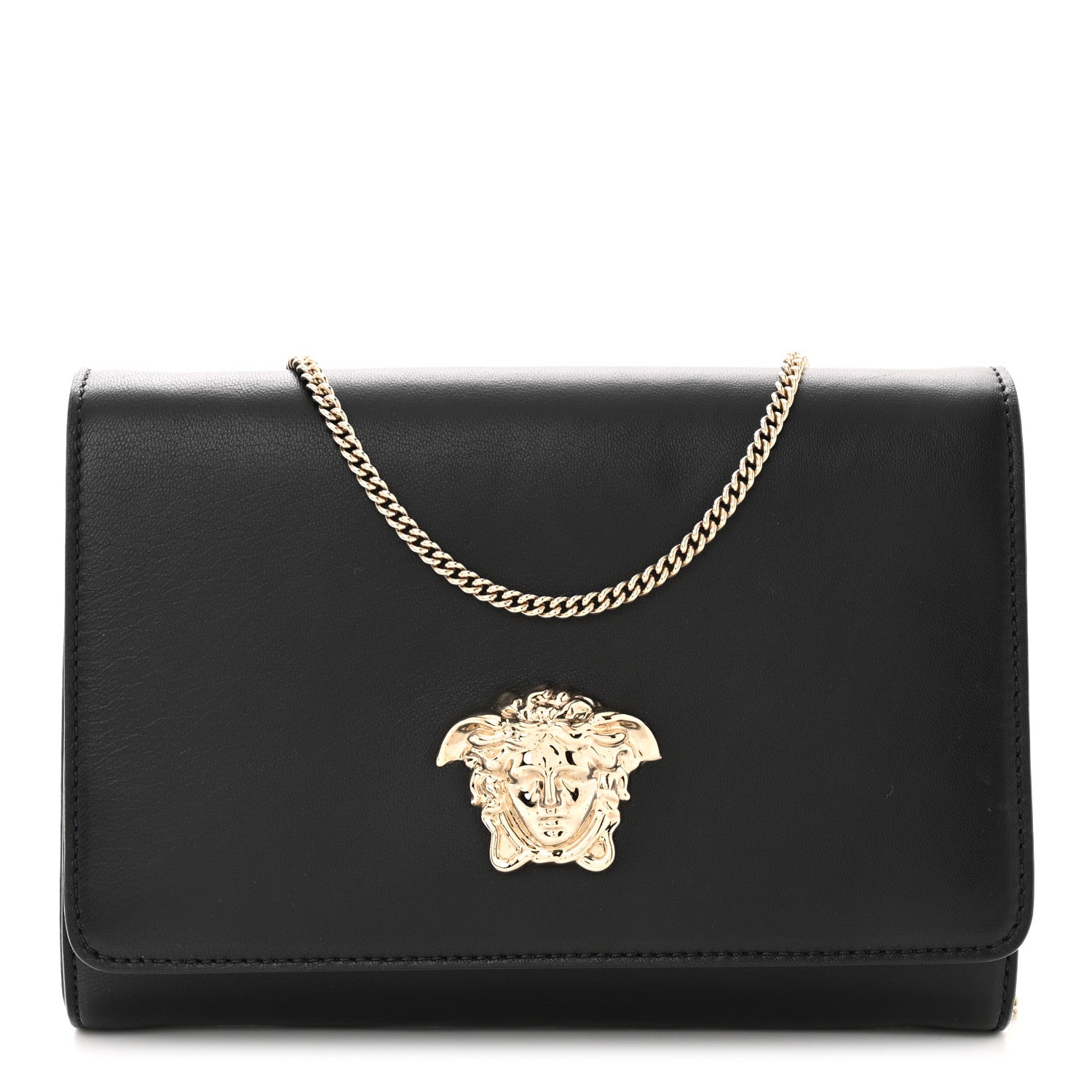Versace Vitello Palazzo Medusa Evening Clutch Bag Black 1 of 12