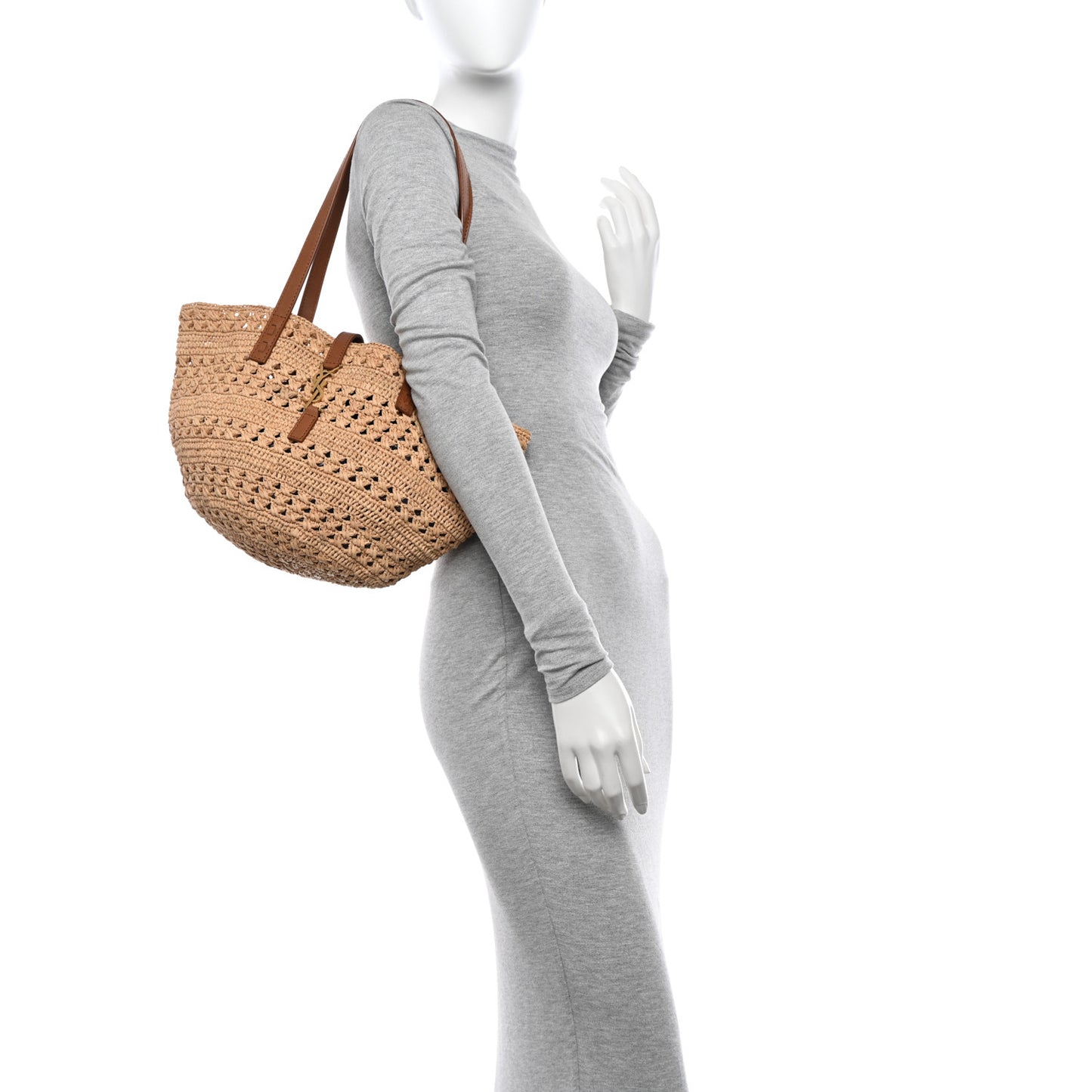 Raffia Calfskin Small Panier Tote Naturel