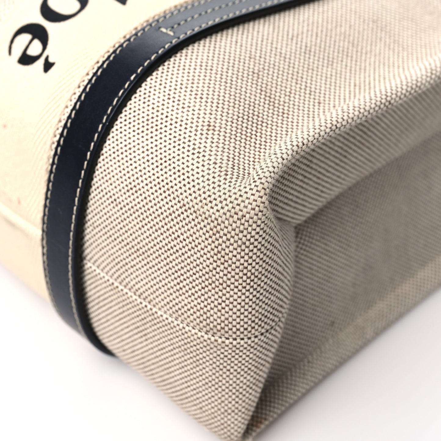Cotton Calfskin Medium Woody Ribbon Tote White Black
