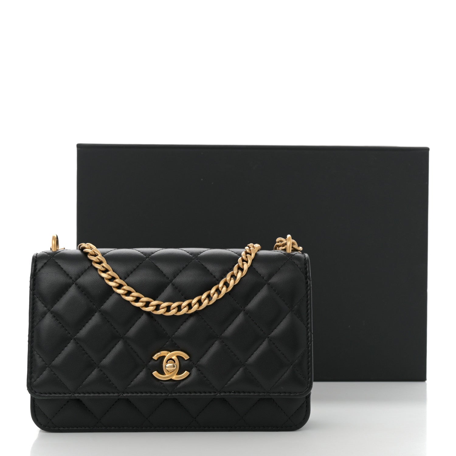 Chanel Lambskin Quilted Sweet Camellia Wallet On Chain WOC Black 11 of 11