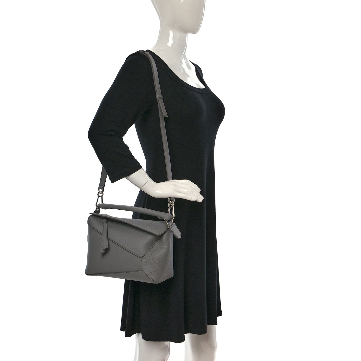 Loewe Soft Grained Calfskin Small Puzzle Edge Bag Pearl Grey 2 of 8