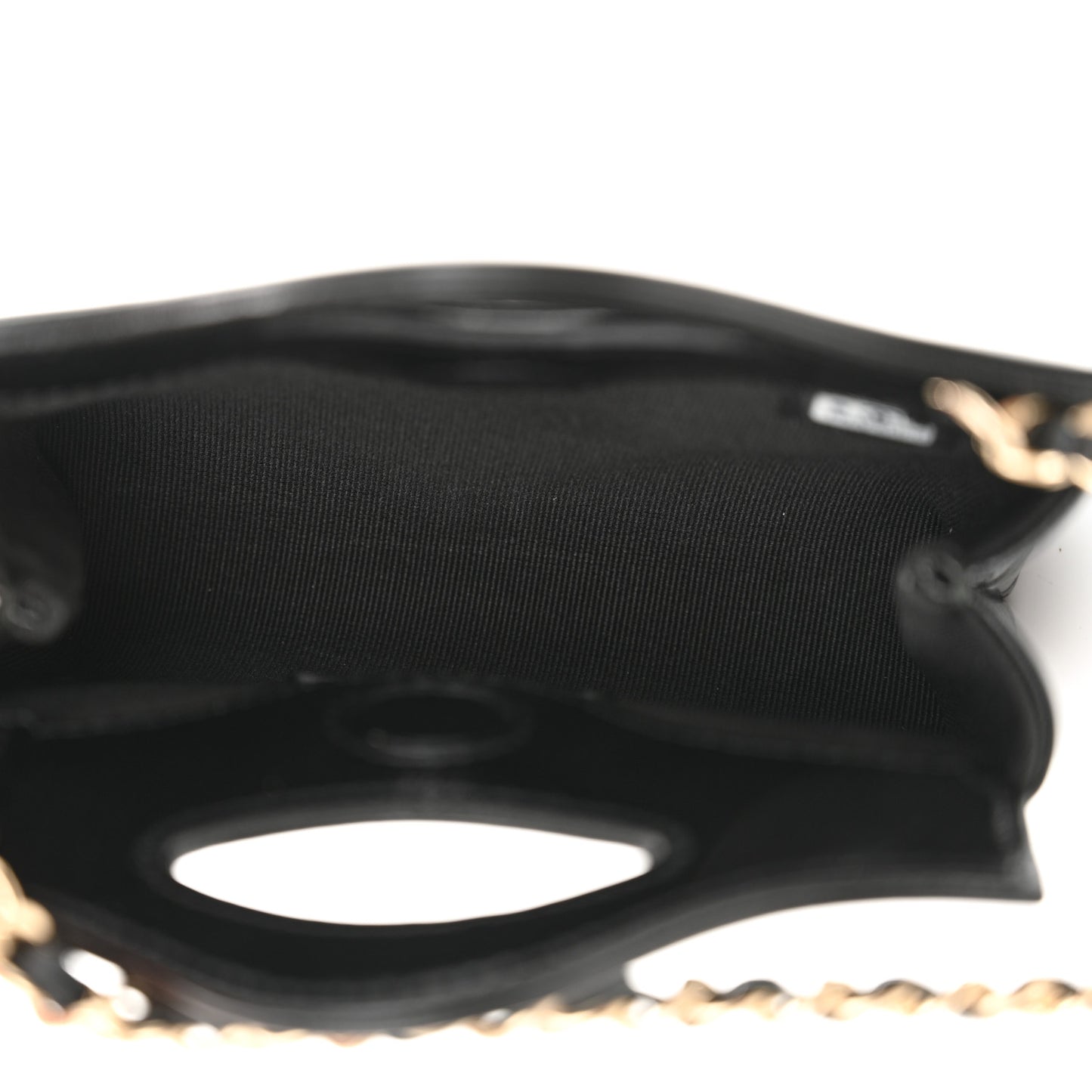 Shiny Lambskin Quilted Micro 31 Clutch With Chain Black